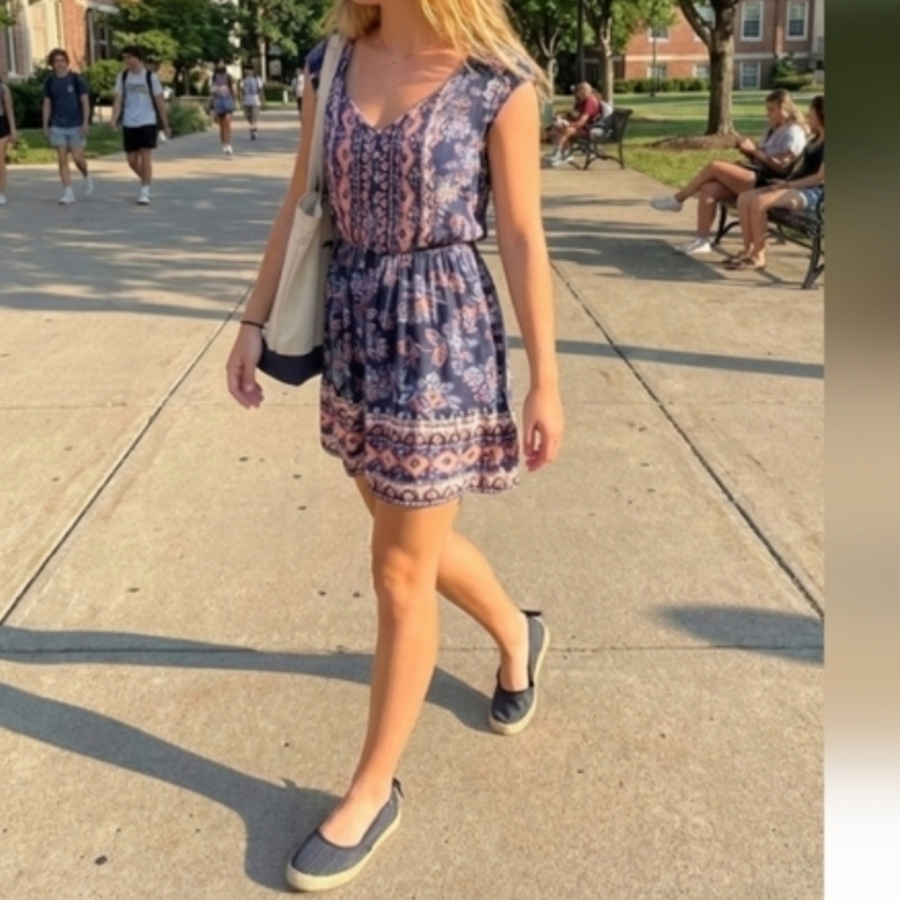 Hollister Floral And Aztec Mini Dress Soft Girl Western Core